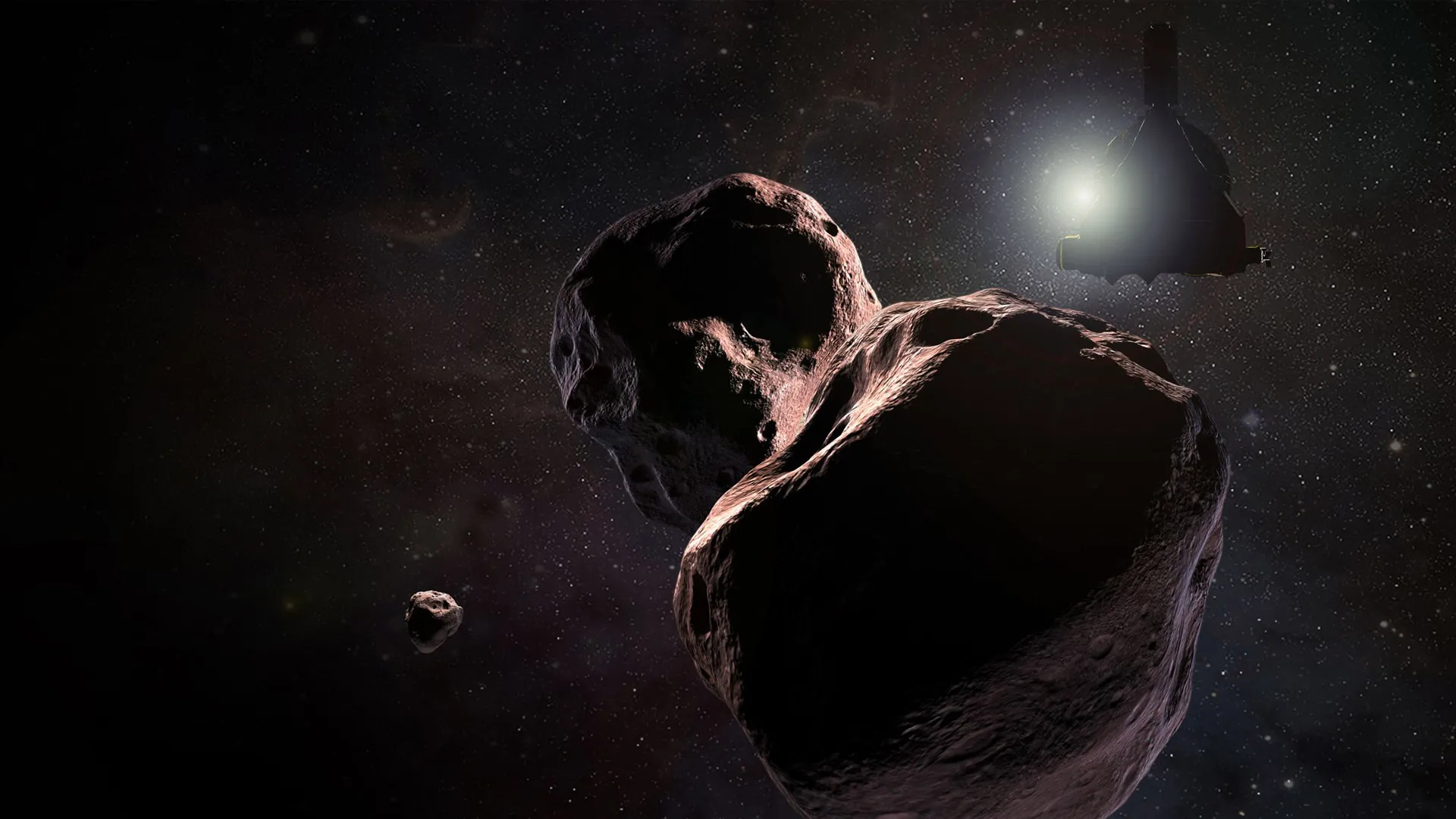 New Horizons lentää Ultima Thulen ohi piirroksessa. Kuva: Nasa