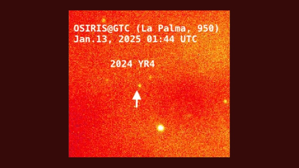 Asteroidi 2024 YR4 kuvattuna La Palmalla, Kanarian saarilla sijaitsevalla Gran Telescopio Canarian -kaukoputkella