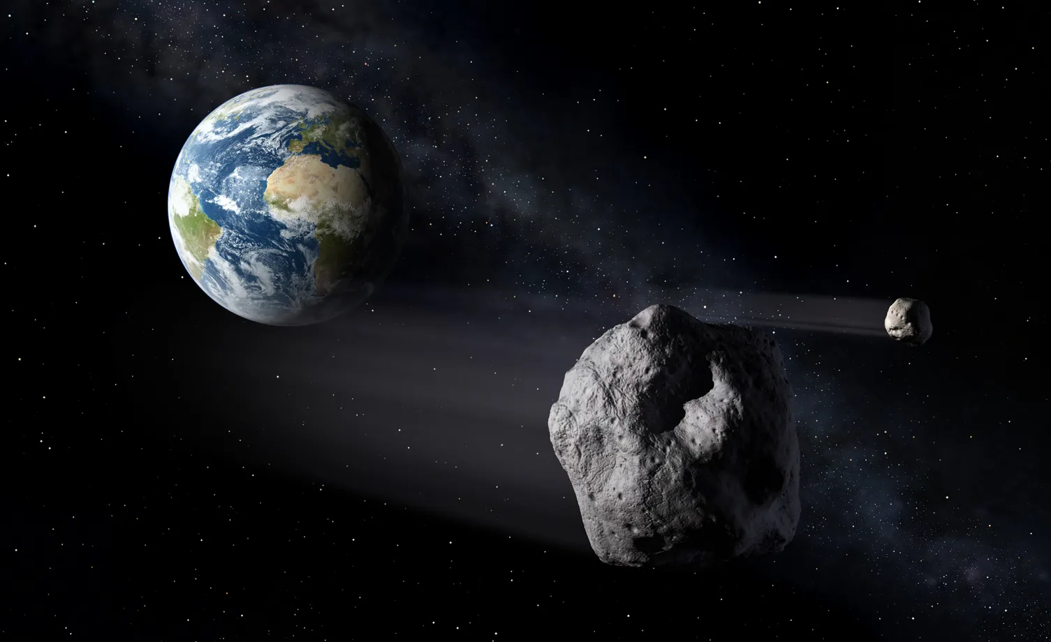 Asteroid passing Earth, ESA - P.Carril