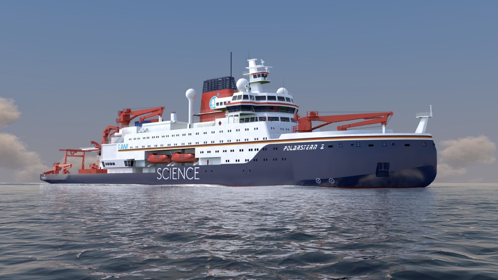 Havainnekuva Polarstern 2 -tutkimusaluksesta. Kuva: Ocean Architects