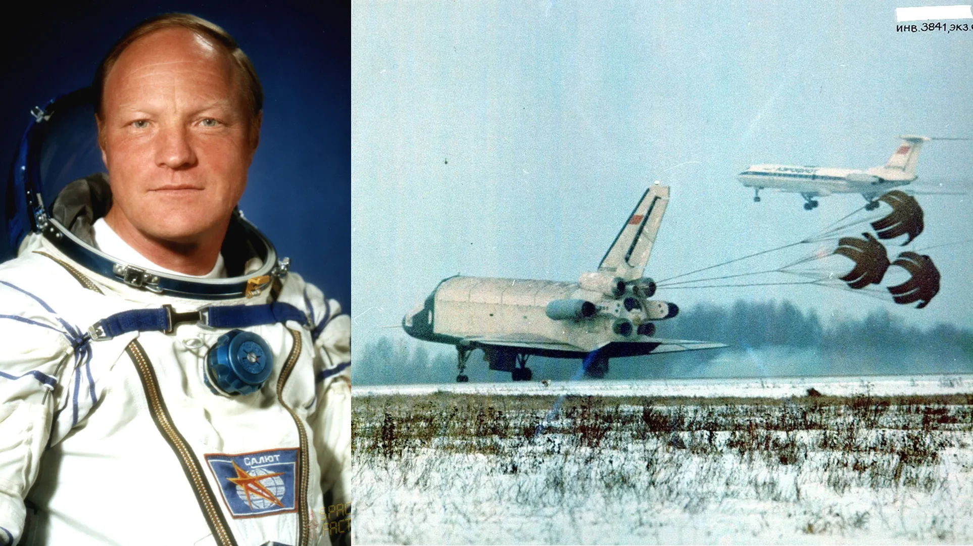 Igor Volk ja Buran laskeutumassa hänen ohjaamanaan