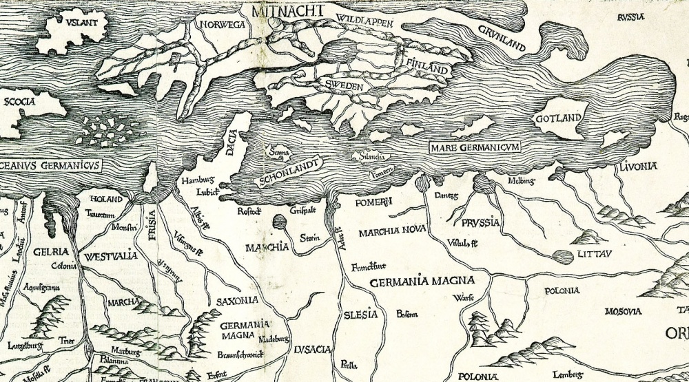 Hartmann Schedelin kartta pohjoisesta Euroopasta (1493)
