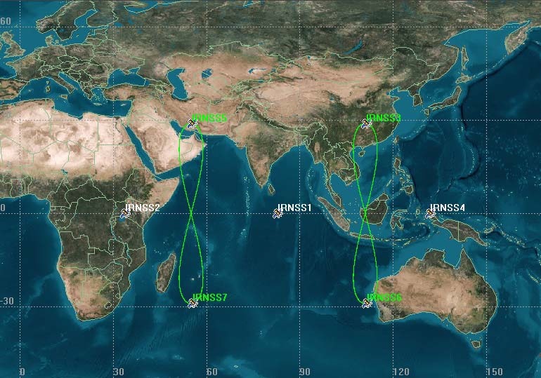 IRNSS-satelliitit kartalla