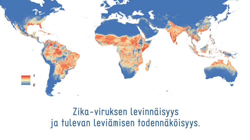 Kartta zikaviruksen levinneisyydestä
