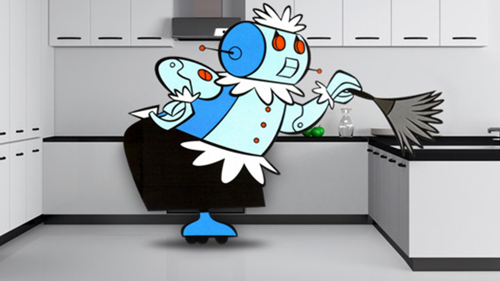 Jetsons-piirrossarjan kotirobotti työn touhussa
