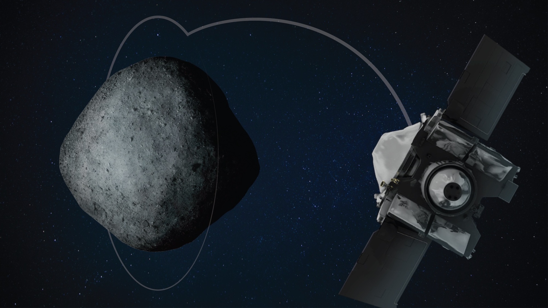 OSIRIS-REx ja Bennu. Kuva: Arizonan yliopisto
