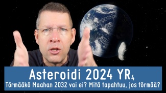 Jari Mäkinen ja kuvakooste maapallosta sekä asteroidista