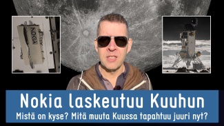 Videon otsikkokuva, missä Nokian laite ja laskeutuja, missä laite on.