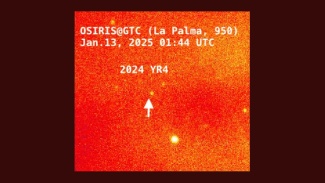 Asteroidi 2024 YR4 kuvattuna La Palmalla, Kanarian saarilla sijaitsevalla Gran Telescopio Canarian -kaukoputkella
