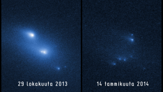 Hubble-avaruusteleskoopin ottamat kuvat hajonneesta asteroidista