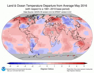 NOAA:n kuukausiraportti toukokuulta