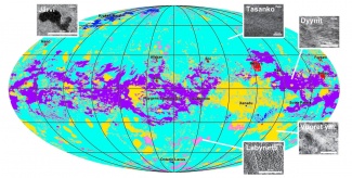 Titanin geomorfologinen kartta (Lopes ja kumpp. 2019)